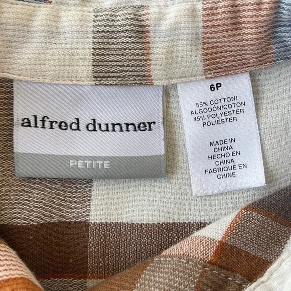 Vintage Alfred Dunner Plaid Button Down Shirt Roll Tab Lightweight Shacket - Picture 8 of 11
